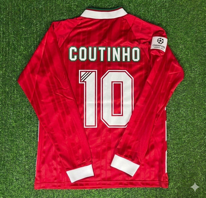 Philippe Coutinho Liverpool Long Sleeve Retro Kit Jersey Trikot Maillot Soccer Shirt