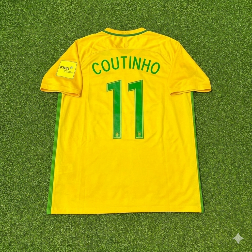 Philippe Coutinho #11 Brazil 2018 World Cup Home Football Jersey