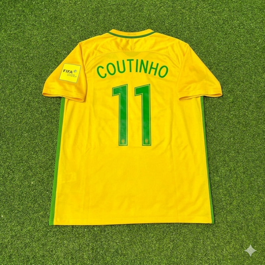 Philippe Coutinho #11 Brazil 2018 World Cup Home Football Jersey