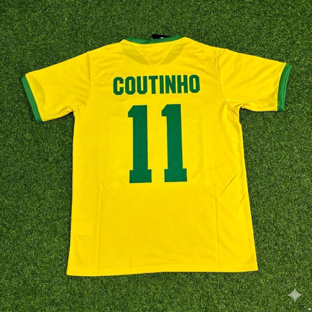 Philippe Coutinho Brazil Retro Home Football Jersey Trikot Maillot
