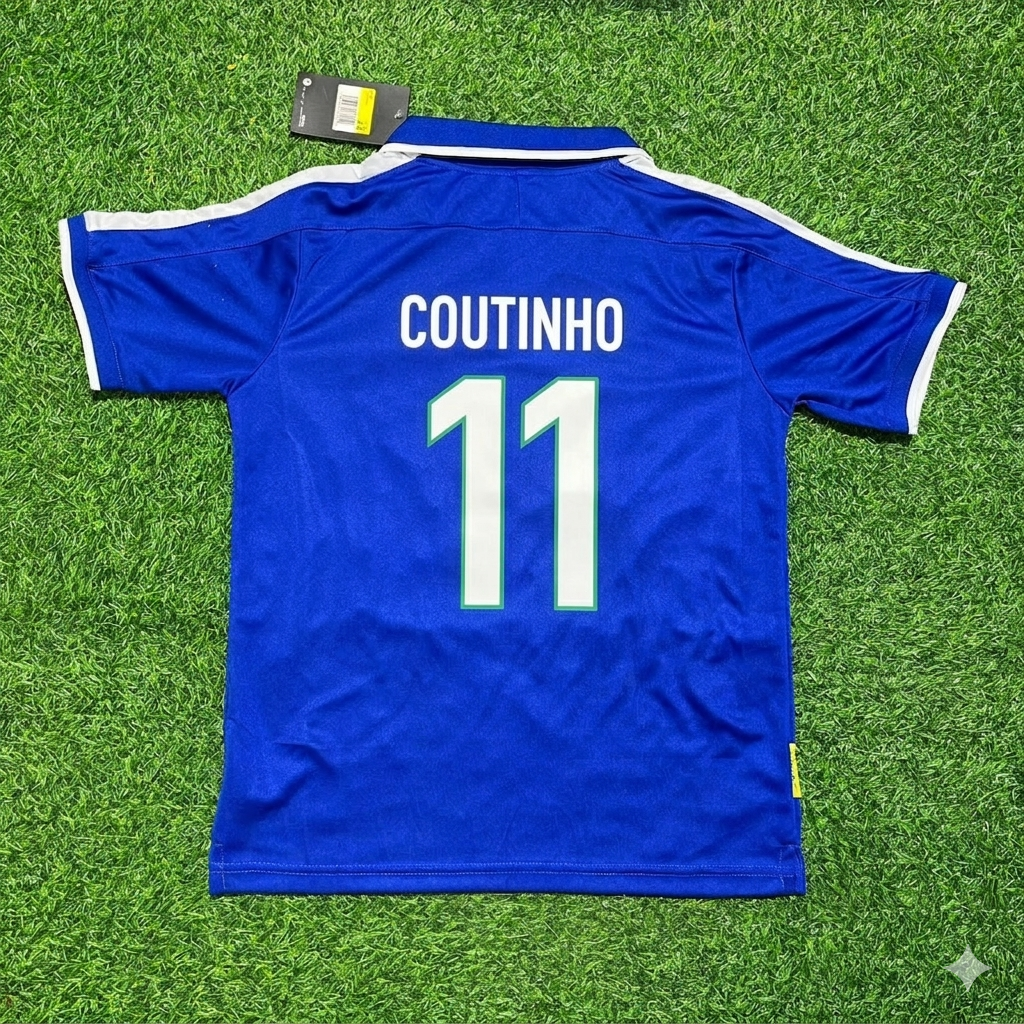 Philippe Coutinho Brazil Blue Retro Football Jersey