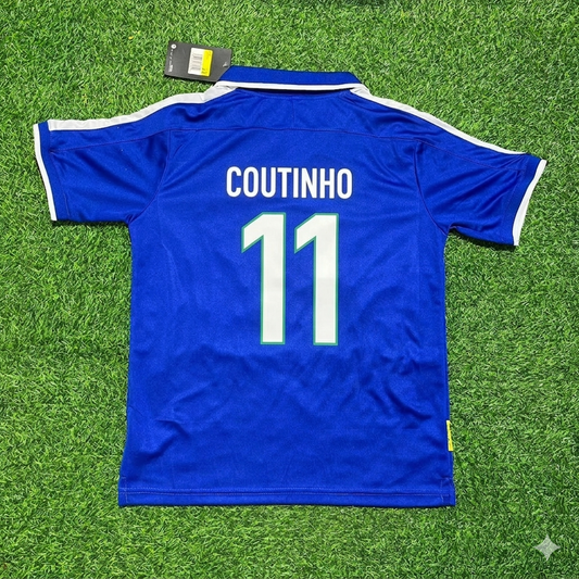 Philippe Coutinho Brazil Blue Retro Football Jersey