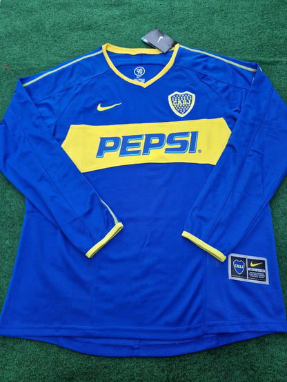 Carlos Tevez Boca Juniors 2003 2004 Retro Long Sleeve Jersey Maillot Trikot Maglia