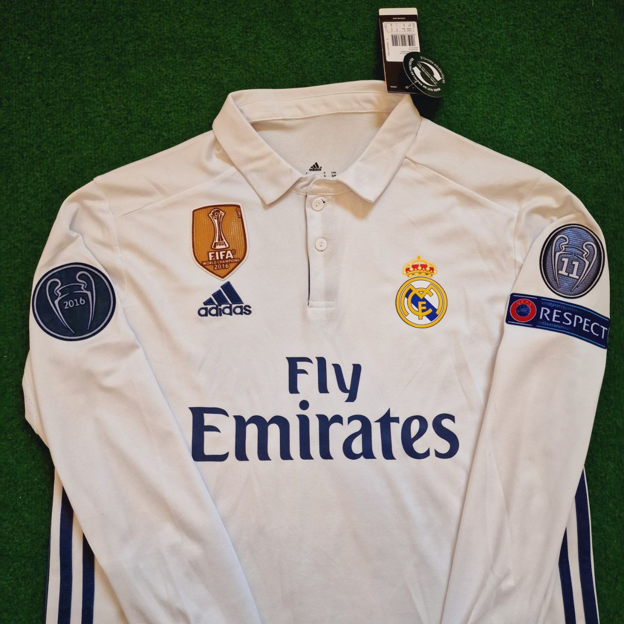 Cristiano Ronaldo Real Madrid 2016 White Long Sleeve Retro Jersey Trikot Maglia