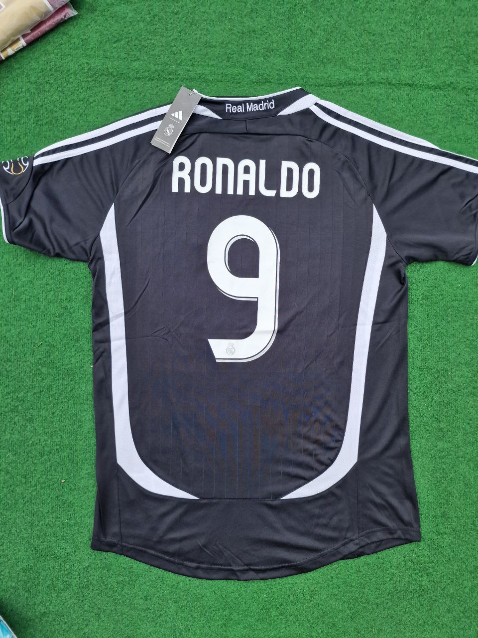 Ronaldo Nazario Real Madrid Schwarzes Retro-Fußballtrikot