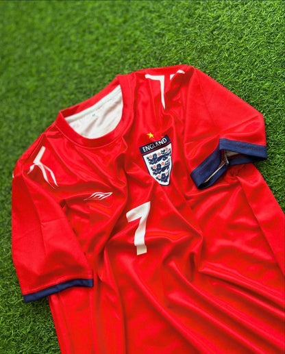 David Beckham England Red And White Retro Jersey