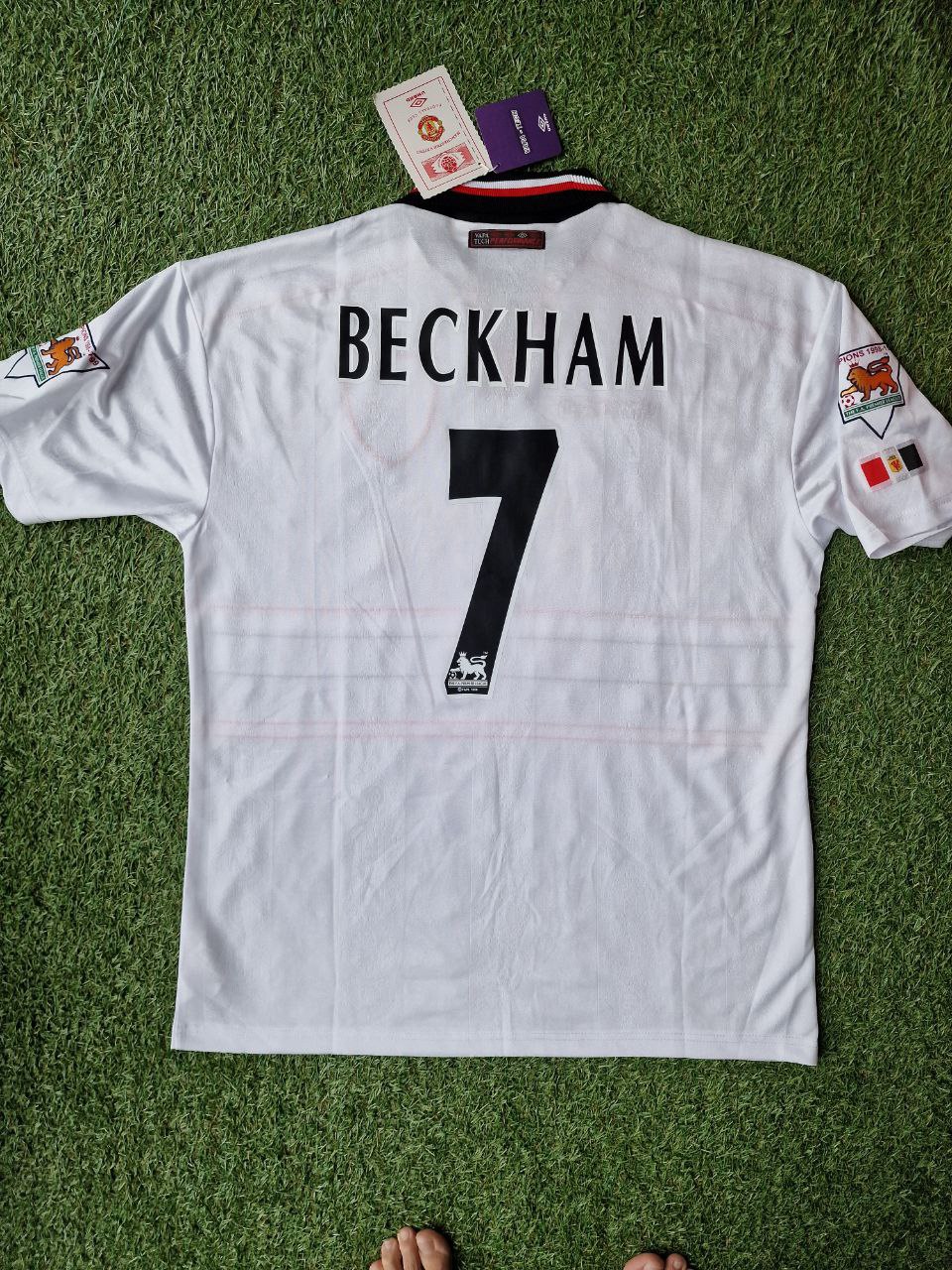 David Beckham Manchester United Weißes Retro-Fußballtrikot
