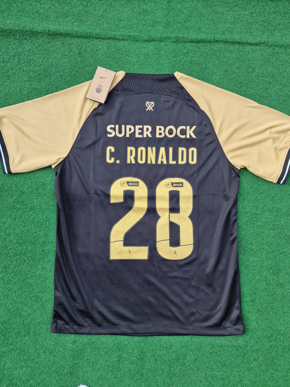 Cristiano Ronaldo Sporting CP Schwarzes Retro-Fußballtrikot