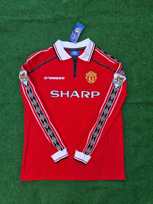 Manchester United 1999 David Beckham Red Retro Jersey Maillot Knitwear Maglia