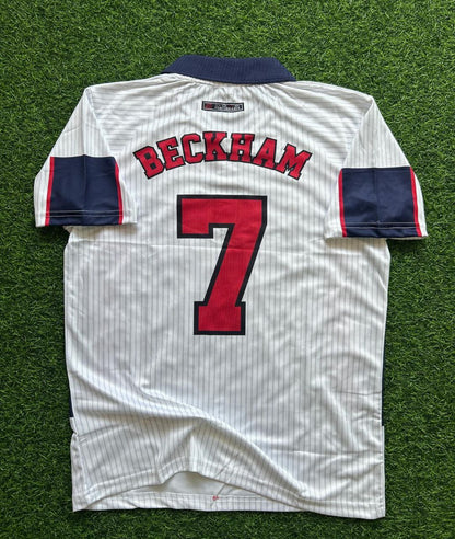 David Beckham England Red And White Retro Jersey