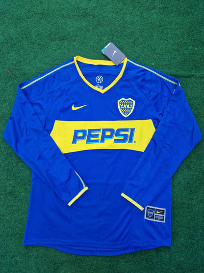 Carlos Tevez Boca Juniors 2003 2004 Retro Long Sleeve Jersey Maillot Trikot Maglia
