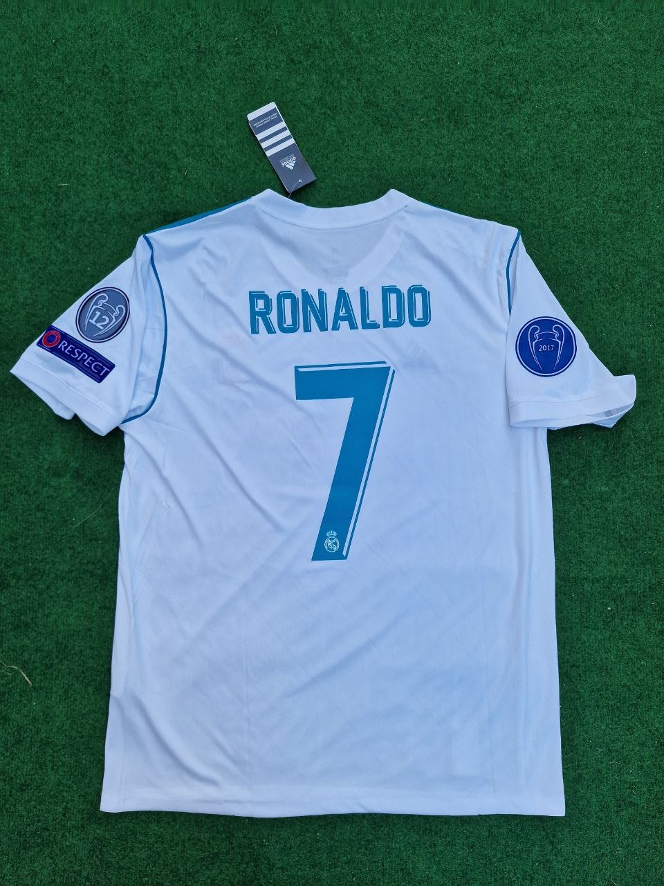 Cristiano Ronaldo Real Madrid 2017 2018 White Retro Football Jersey Trikot Maglia