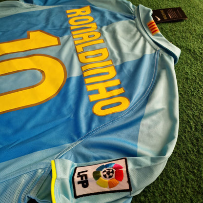 Ronaldinho Gaucho Barcelona 2008 Away Blue Retro Jersey Kit Trikot Maillot Soccer Shirt