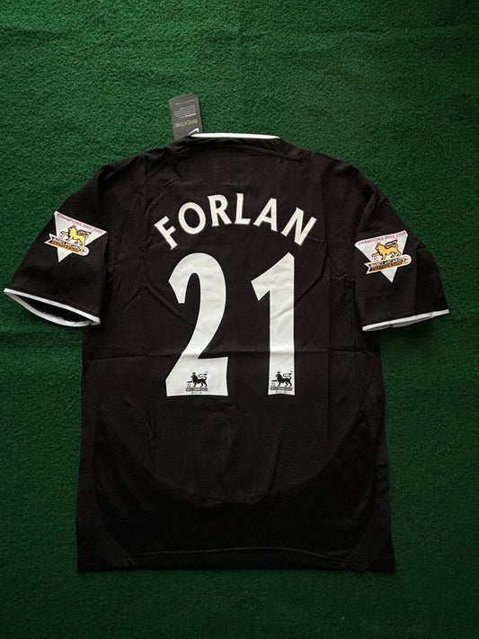 Diego Forlan Manchester United 2003-2004 Away Black Retro Football Jersey