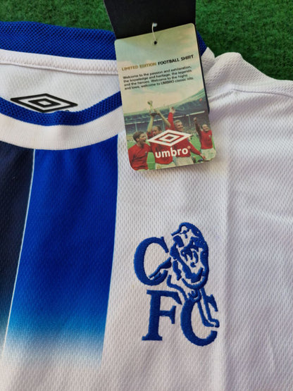 Didier Drogba 15 Chelsea Away 2004 Retro White Long Sleeve Jersey Trikot Kit Maillot Soccer Shirt