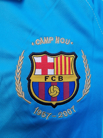 Lionel Messi Barcelona 2007 2008 Light Blue Yellow Number 19 Retro Jersey Maillot Trikot Maglia