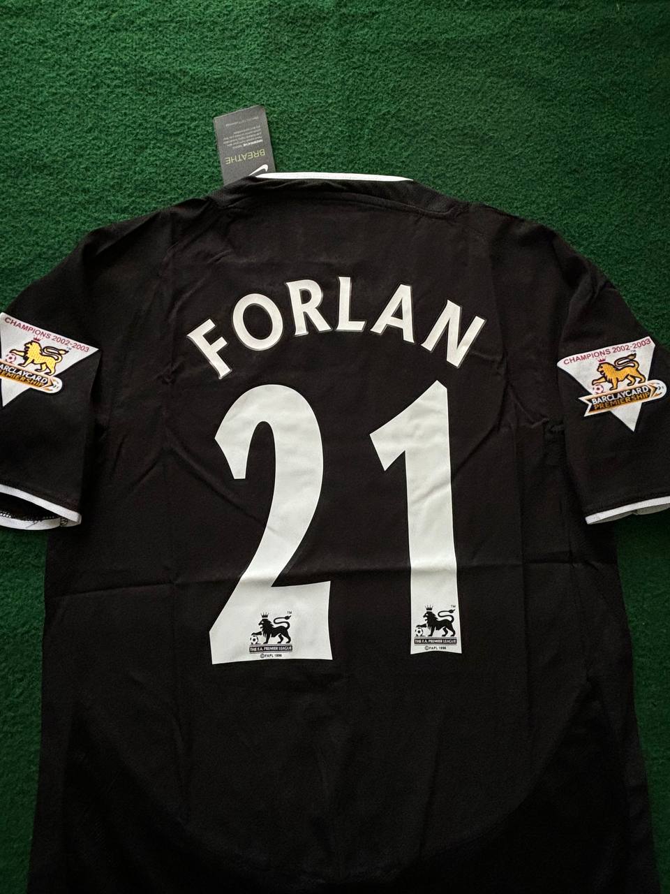 Diego Forlan Manchester United 2003-2004 Away Black Retro Football Jersey