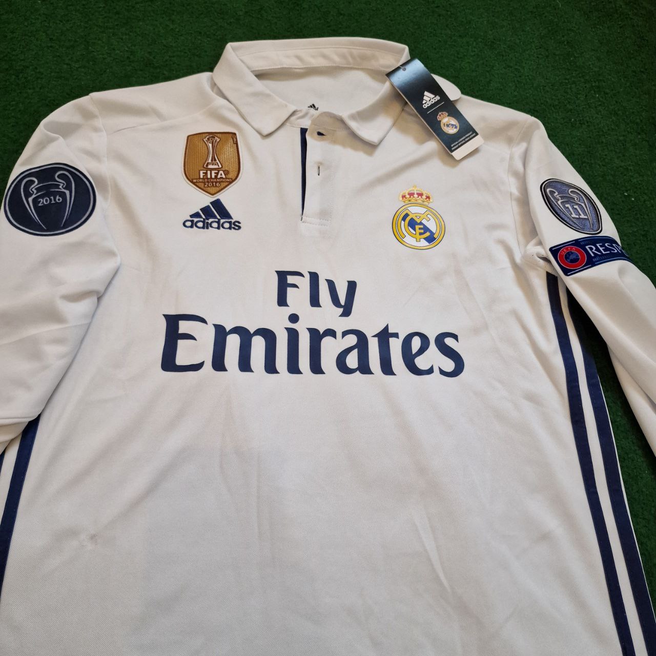 Cristiano Ronaldo Real Madrid 2016 White Long Sleeve Retro Jersey Trikot Maglia