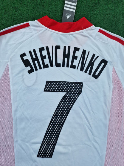 Maillot rétro blanc d'Andriy Shevchenko AC Milan Finale de la Ligue des champions 2003 Old Trafford