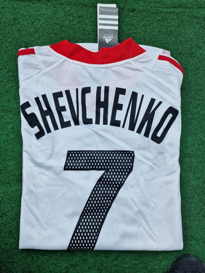 Maillot rétro blanc d'Andriy Shevchenko AC Milan Finale de la Ligue des champions 2003 Old Trafford