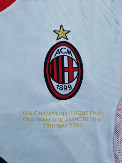 Maillot rétro blanc d'Andriy Shevchenko AC Milan Finale de la Ligue des champions 2003 Old Trafford
