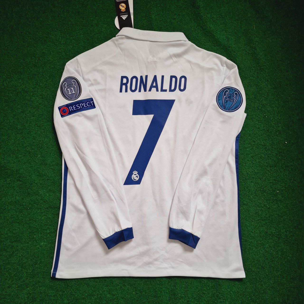 Cristiano Ronaldo Real Madrid 2016 White Long Sleeve Retro Jersey Trikot Maglia