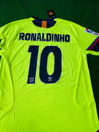 Ronaldinho Gaucho Barcelona 2005 2006 Green Yellow Retro Jersey Trikot Maillot