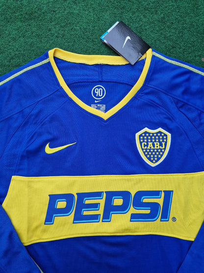Carlos Tevez Boca Juniors 2003 2004 Retro Long Sleeve Jersey Maillot Trikot Maglia