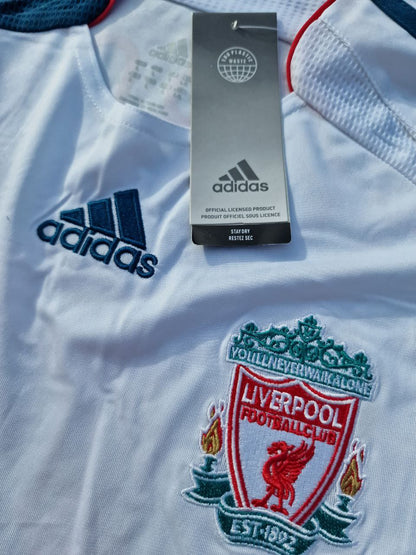 Steven Gerrard Liverpool 2007 White Blue Long Sleeve Retro Jersey