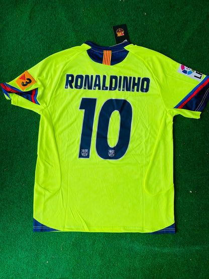 Ronaldinho Gaucho Barcelona 2005 2006 Green Yellow Retro Jersey Trikot Maillot