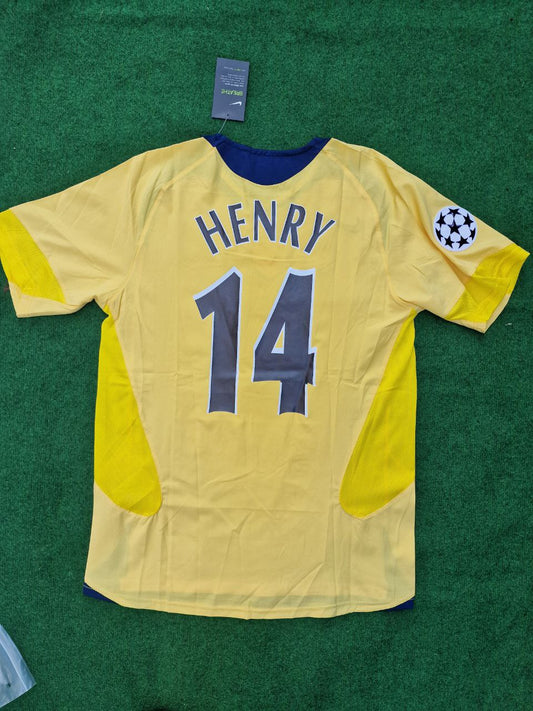 05/06 Thierry Henry Arsenal Yellow Retro Jersey Maillot Knitwear Maglia