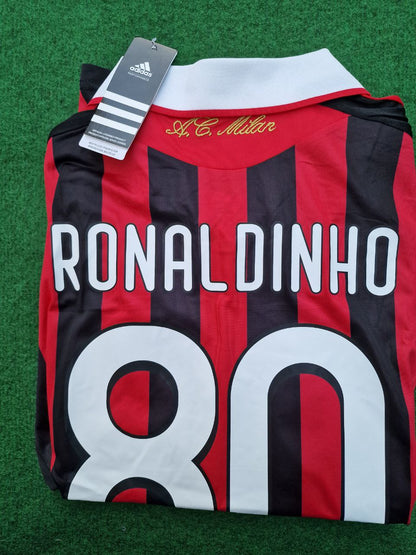 Ronaldinho Milan 2009 2011 Maillot rétro à manches longues Maillot Trikot Maglia