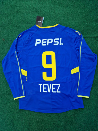 Carlos Tevez Boca Juniors 2003 2004 Retro Long Sleeve Jersey Maillot Trikot Maglia