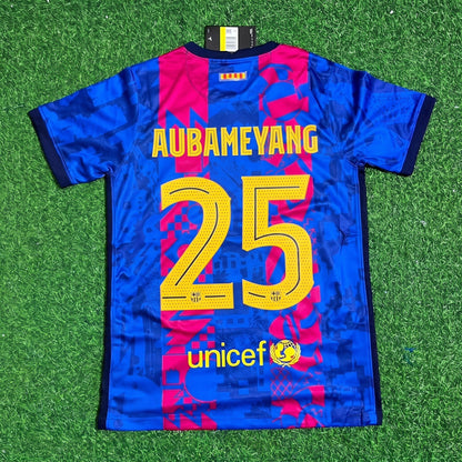 Pierre-Emerick Aubameyang #25 Barcelona 2021-2022 Season Third Retro Jersey Trikot Soccer Shirt
