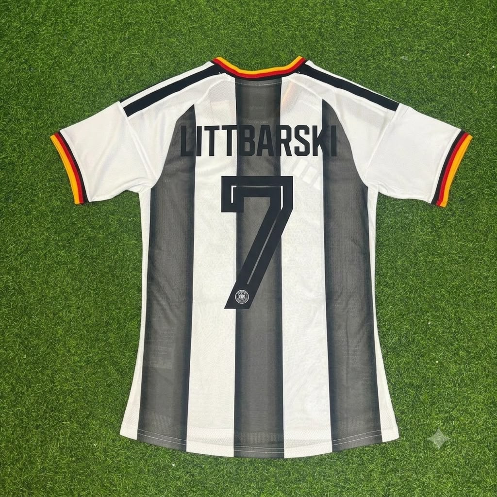Pierre Littbarski Germany Stripe Special Edition Black White Jersey Trikot Maillot