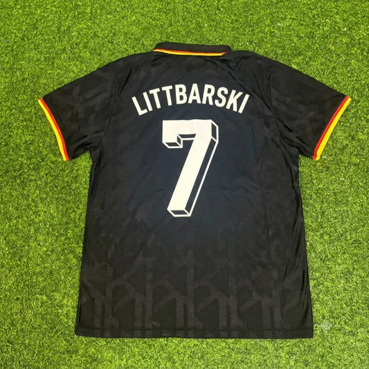 Pierre Littbarski Germany Black Polo Retro Commemorative Jersey