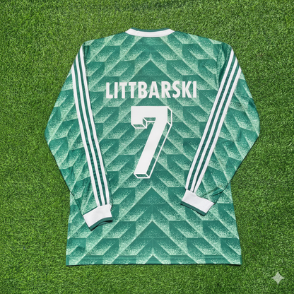 Pierre Littbarski Deutschland WM 1990 Grünes Langarm-Fußballtrikot