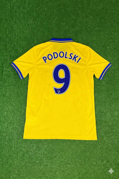 Lukas Podolski – Arsenal 2013/2014 Yellow Retro Kit Jersey Trikot Maillot Soccer Shirt