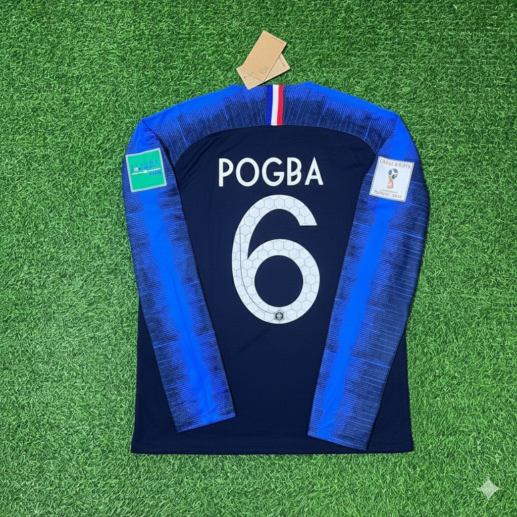 Paul Pogba France 2018 World Cup Final Long Sleeve Retro Football Jersey Kit
