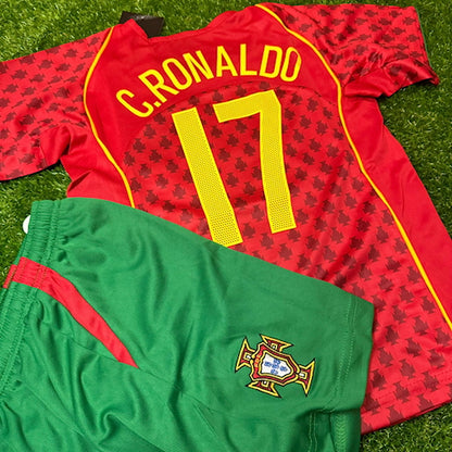 Cristiano Ronaldo Portugal 2004 Home Kids Kit – Kit Jersey for Children – | KinderTrikot | Maillot Enfant Personnalisable