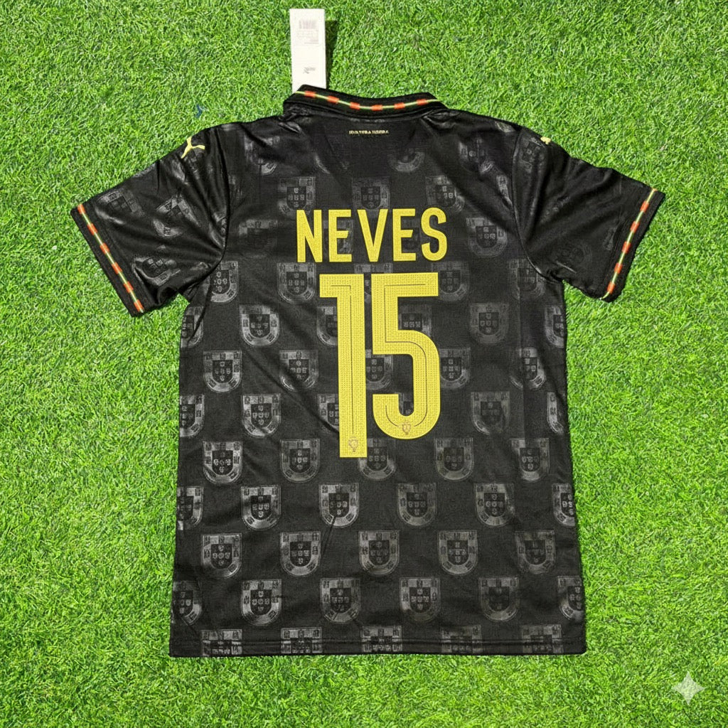 João Neves Portugal 2025/26 New Season Black Football Jersey Kit