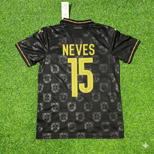 João Neves Portugal 2025/26 New Season Black Football Jersey Kit