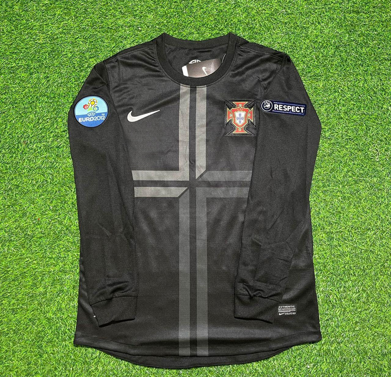 Hugo Almeida #9 Portugal Euro 2012 Away Black Long Sleeve Retro Football Jersey