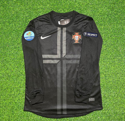 Hugo Almeida #9 Portugal Euro 2012 Away Black Long Sleeve Retro Football Jersey