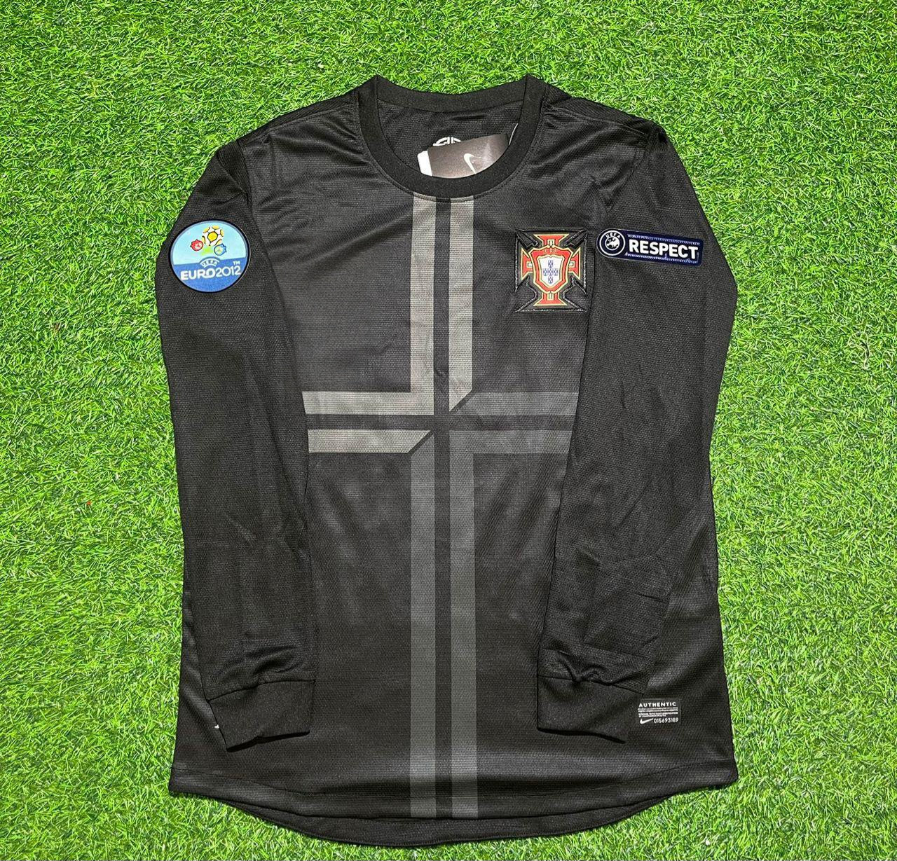 Portugal Euro 2012 Away Black Long Sleeve Retro Football Jersey