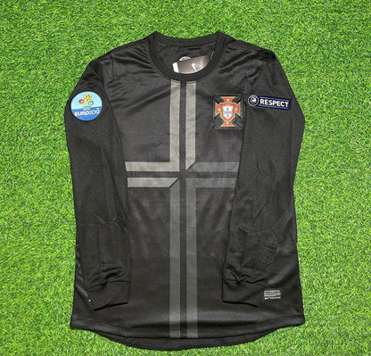 Portugal Euro 2012 Away Black Long Sleeve Retro Football Jersey