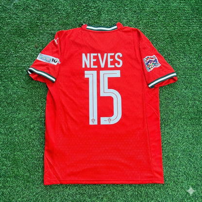 João Neves Portugal UEFA Nations League Winner Red Jersey Trikot Maillot Soccer Shirt