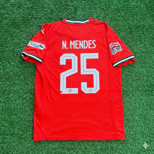 Nuno Mendes Portugal UEFA Nations League Winner Red Jersey Trikot Maillot Soccer Shirt