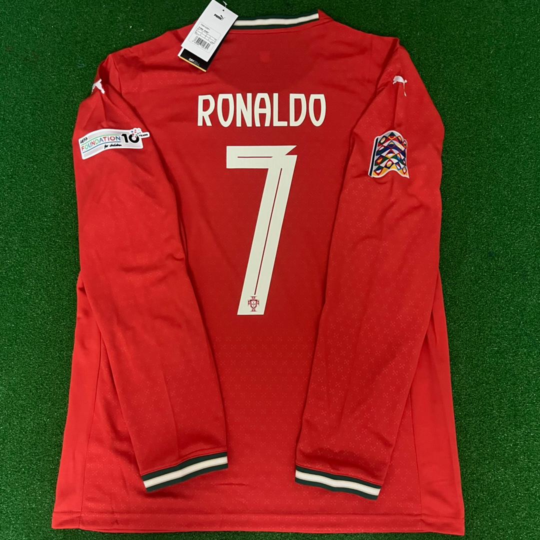Cristiano Ronaldo Portugal UEFA Nations League Winner Red LS Jersey Trikot Maillot Soccer Shirt