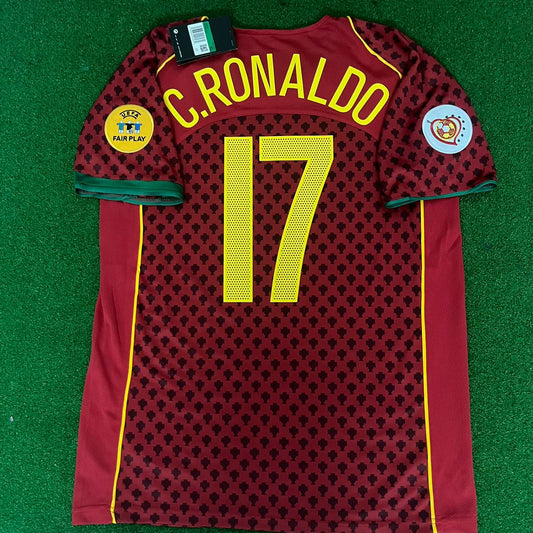 Cristiano Ronaldo Portugal EURO 2004 Retro Home Red Jersey Trikot